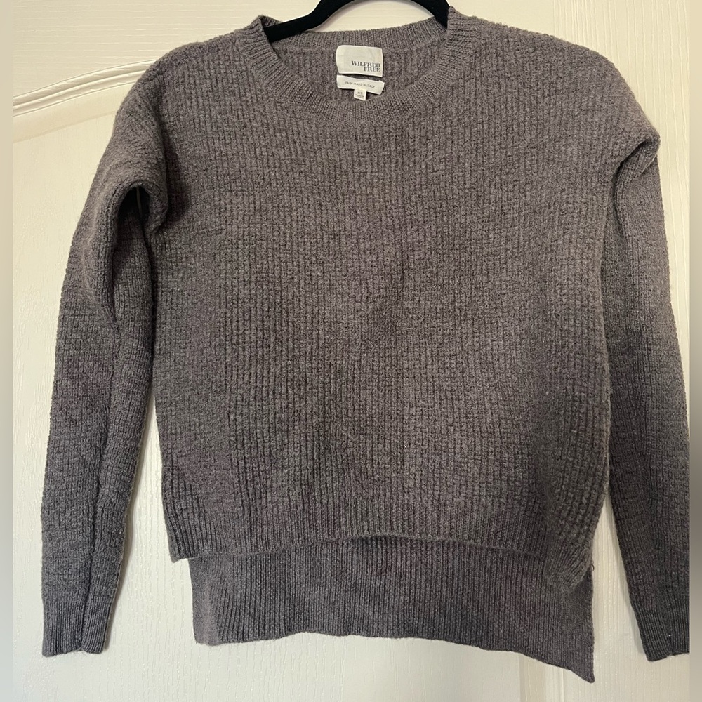Wilfred Free 100% Wool Made in Italy Chunky Knit Cropped Sweater XS Neutral Cozy